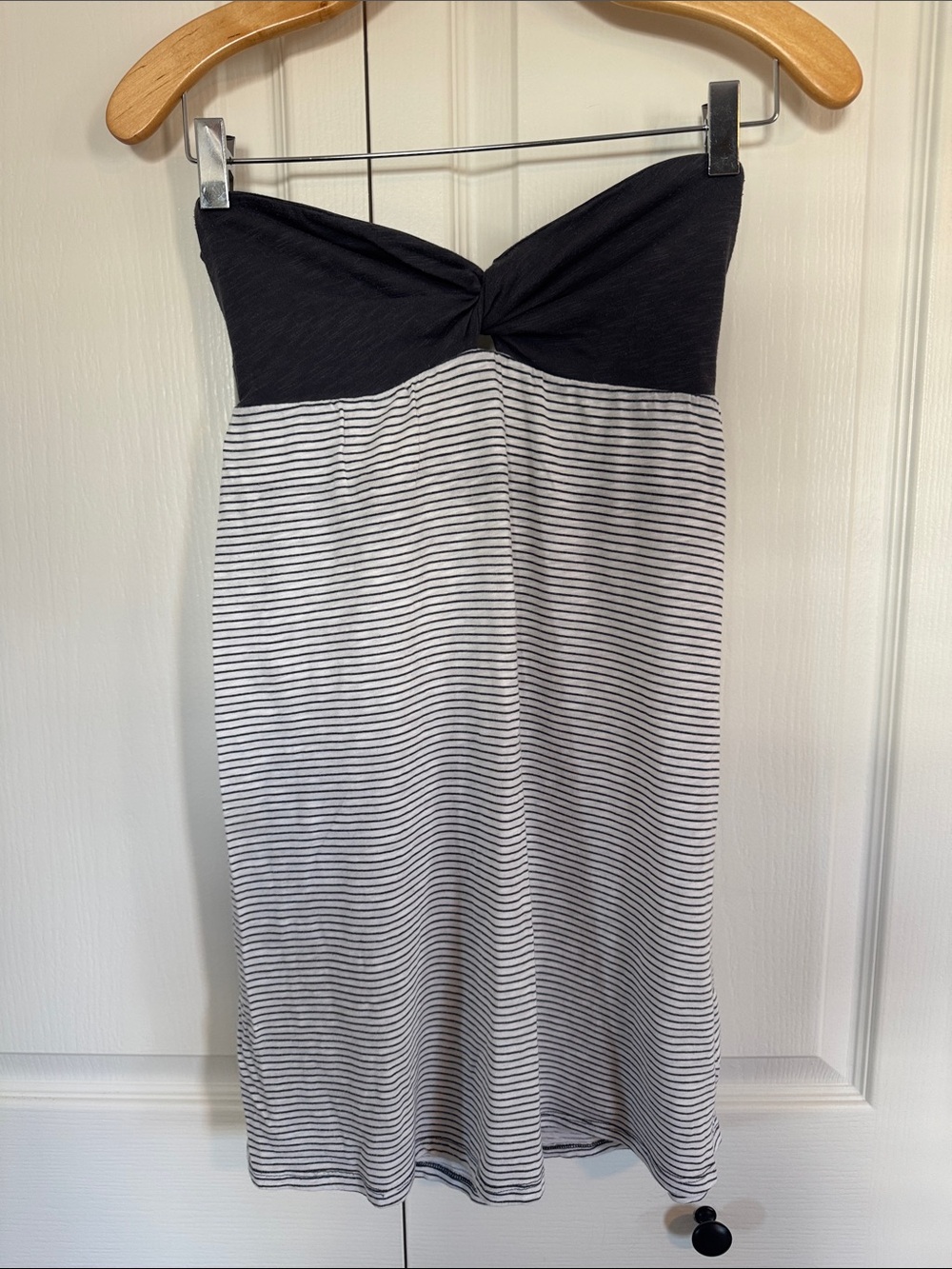 Roxy Black and White Strapless Twist-Front Knit Dress